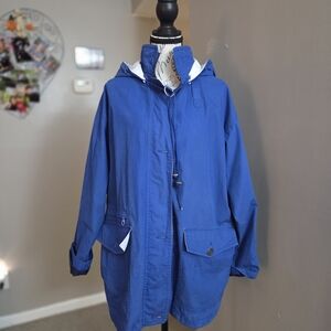London Fog Utility Jacket w/ Removable Hood - women's Large - Royal Blue